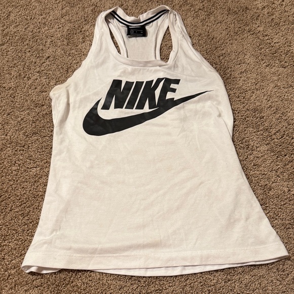 Nike Women's White Tank Top with Black Logo - Picture 1 of 5